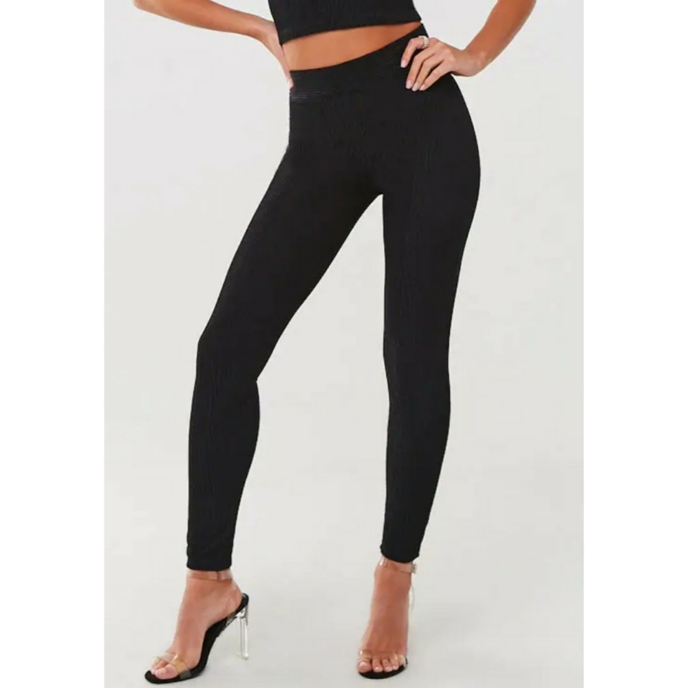 Metallic Ribbed Leggings - Picture 3 of 5